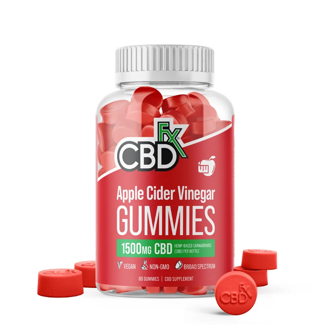 CBDfx CBDグミ（CBD1500mg/1粒25mg）アップルサイダービネガー - 60粒入り