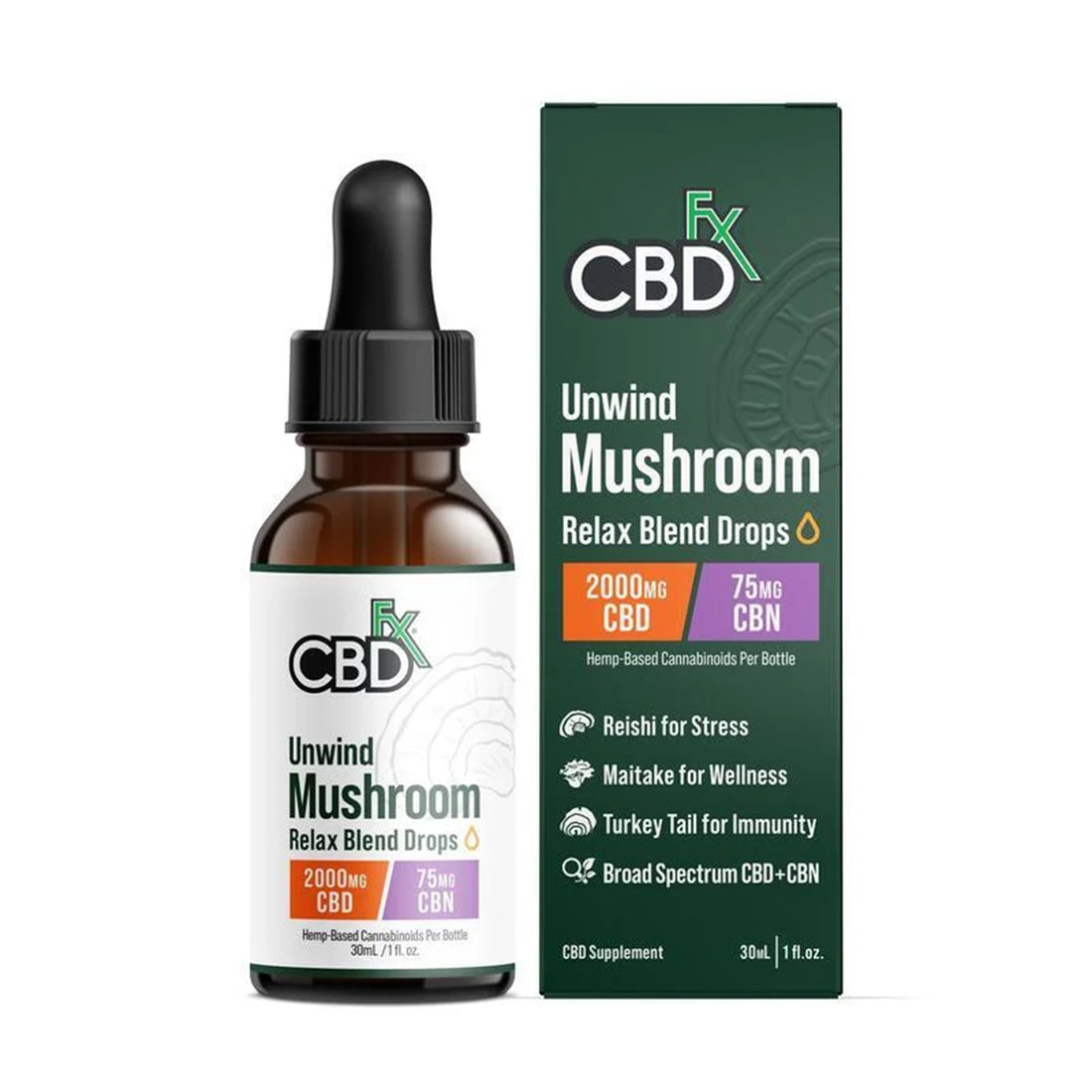 CBDfx マッシュルーム CBDオイル（CBD2000mg＋CBG75mg）リラックス - 30mL